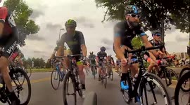 Crash in a bicycle race