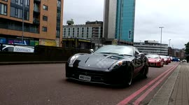 Ferrari procession through the streets of Birmingham, UK