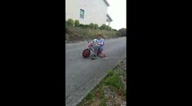 Amazing hook shot while riding a kids trike  !!