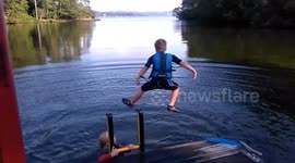 Jumping into Lake Windermere