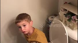 Little boy wants privacy during potty training