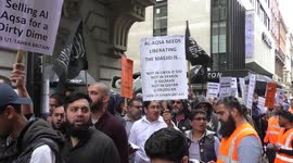Stand, Struggle & Sacrifice for Al-Aqsa protest at Saudi Embassy, London, UK