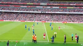 Pitch invader gets removed from ground during Emirates Cup match