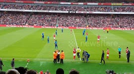 Pitch invader gets removed from ground during Emirates Cup match
