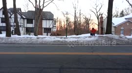 American turkeys attack woman passing by in the street