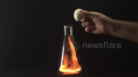 Science teacher recreates 'egg in a bottle' experiment