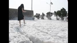 Foam blankets Chinese city