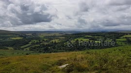 Storm clouds accumulating over Dartmoor National Park.Devon