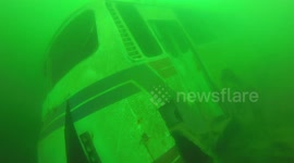 The bus sank under the water. Busclub