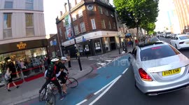 Cyclist rear ends fellow cyclist in London, UK