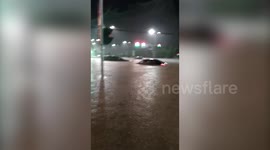 Cars submerged in Beijing flash flood