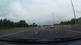 Car filmed going wrong way down UK motorway before crash