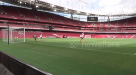 Arsenal striker Olivier Giroud scores sweet volley in training