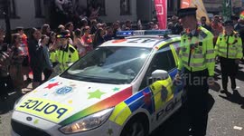 Colourful police car joins Brighton pride parade