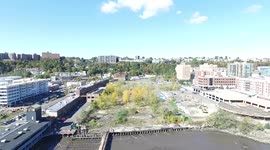 Crossing a huge river in New York City by a Drone