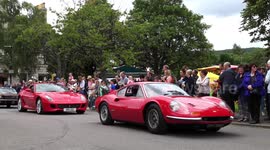 Supercar parade through Ballater in the Scottish highlands