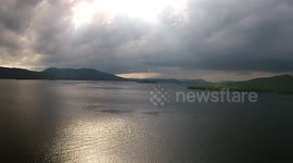 Time-lapse drone footage of cloudy skies