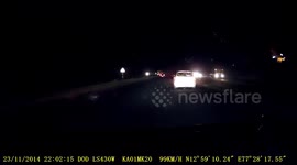 Night driving dangers -close call with a jaywalker