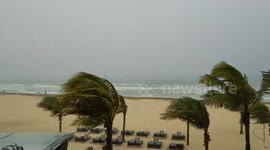 Tropical Storm Franklin passing through Playa del Carmen, Mexico