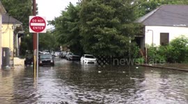 Heavy flooding New Orleans Bywater neighborhood