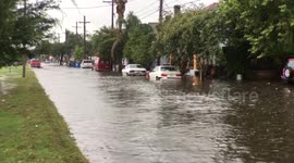 Heavy rainfall causes severe flooding St Claude Avenue New orleans, LA