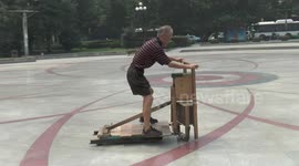 Retired carpenter invents strange wooden vehicle