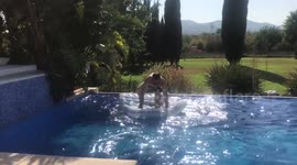 Guy tries to stand up on inflatable and fails badly