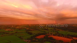 Drone films stunning sunset in Northern Ireland