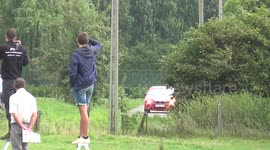 BMW rally car goes out of the way