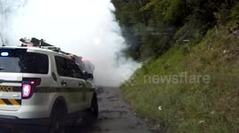 Vehicle Fire on a divided highway