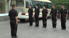 Chinese security guards being drilled
