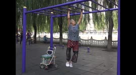 80-year-old grandmother does impressive gymnastics