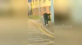 Newsflare Edit - UFC Street fight Glasgow with bagpipes.