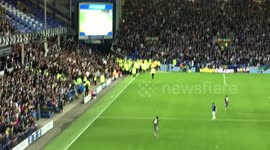 Hadjuk Split fans try to attack Everton fans