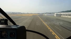 Takeoff in Helicopter at Boeing Field on Aerial Photography Flight