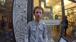 Mr Doodle begins 50 hour doodle challenge in Carnaby St, London