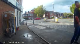 Cyclist Knocked Off Bike, In a bright yellow jacket!  Trafford