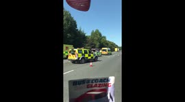Overturned lorry on M20 in UK