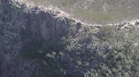 drone footage of mountain climbers
