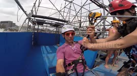 Man rides longest urban zipline in Canada