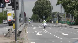 Metropolitan Police Special Escort Group escorting Japanese Prime Minister
