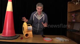Man builds innovative mosquito trap from road cone and bouncy castle fan