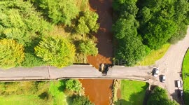 Dramatic Drone Footage Of Bridge Damaged By Flood