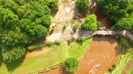 Flood Water Wiped Out Road - Drone View