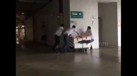 Passersby blown off their feet by Typhoon Hato in southern China