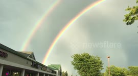 Beautiful double rainbow appears over Pennsylvania after storm