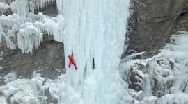 Ice climbing shot by drone
