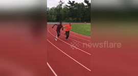 Newsflare Edit - Coach Johnson fail VS athlete on hurdles