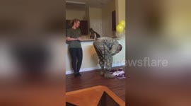 Woman makes surprise pregnancy announcement to military husband