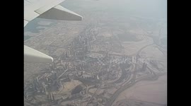 United Arab Emirates. UAE. Dubai. Views from the plane (1) Trade Center, Burj Dubai and shore. 2016